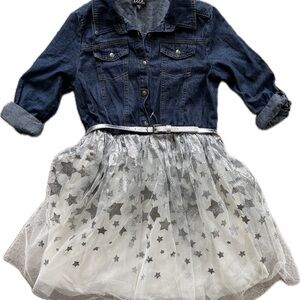 Denim Jacket with Starry Tulle Skirt